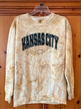 Boutique Comfort Colors Kansas City Chiefs Crewneck in Washed Mustard
